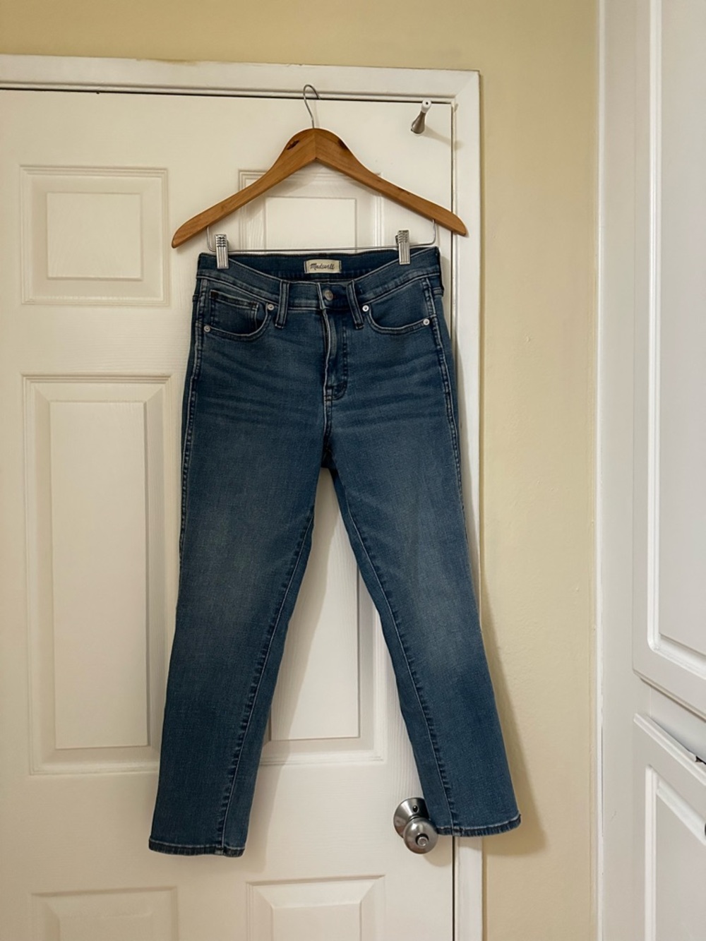 Madewell Sz 28 Petite Mid-rise Stovepipe Stretch Denim Slim-Straight Style